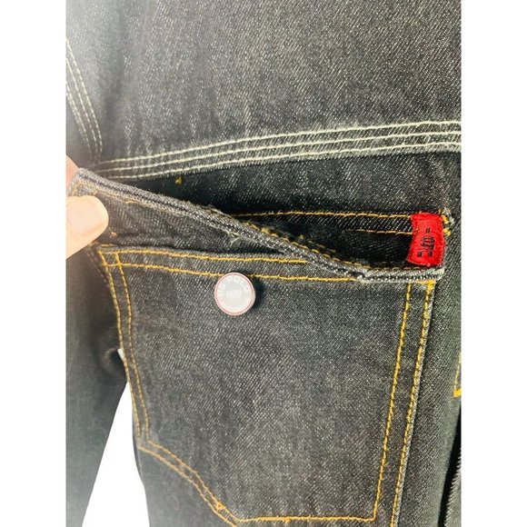 Medium U.S. Polo Association Men's Black Embroidered Jean Jacket 100% Cotton - Picture 4 of 9